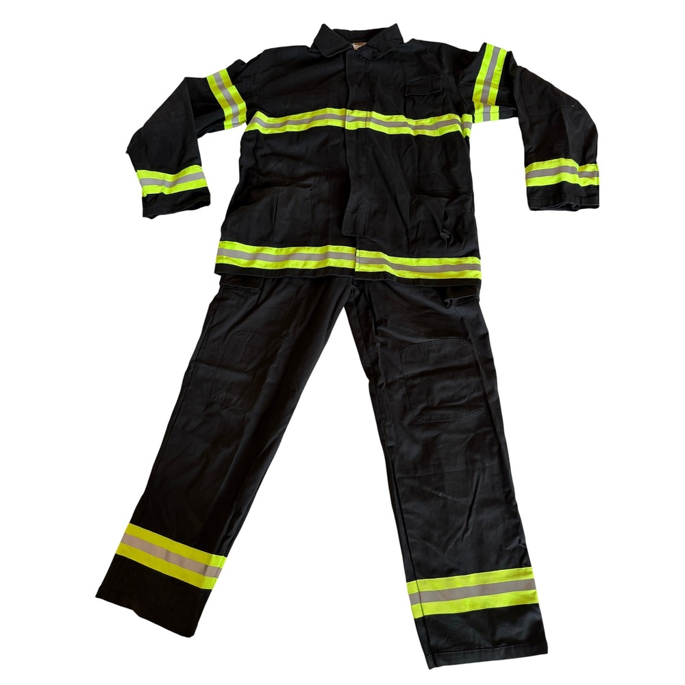 Aeromax Get‎ Real Gear Firefighter Costume Adult Large Black Reflective Set